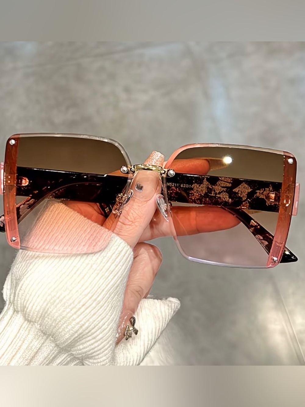 Designer Pink Gradient Shield Sunglasses with Gold Accents NWOT